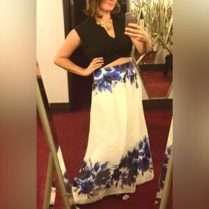 MILLY Silk Floral Mirage Organza Skirt A-Line Maxi Size 14